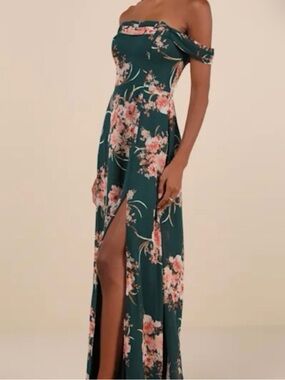 Lulu's Dark Green Floral Dress